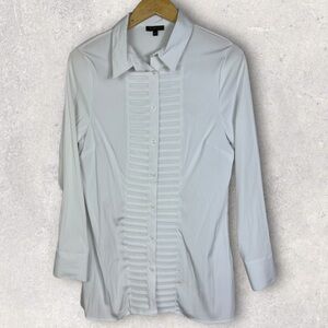 GOA Military Style Button Down Blouse White Size Medium Long Sleeve Collared Top